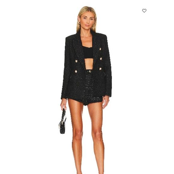 New NWT Revolve Line And Dot Darling Black Tweed Wool Blend Blazer Jacket XS - Picture 1 of 14